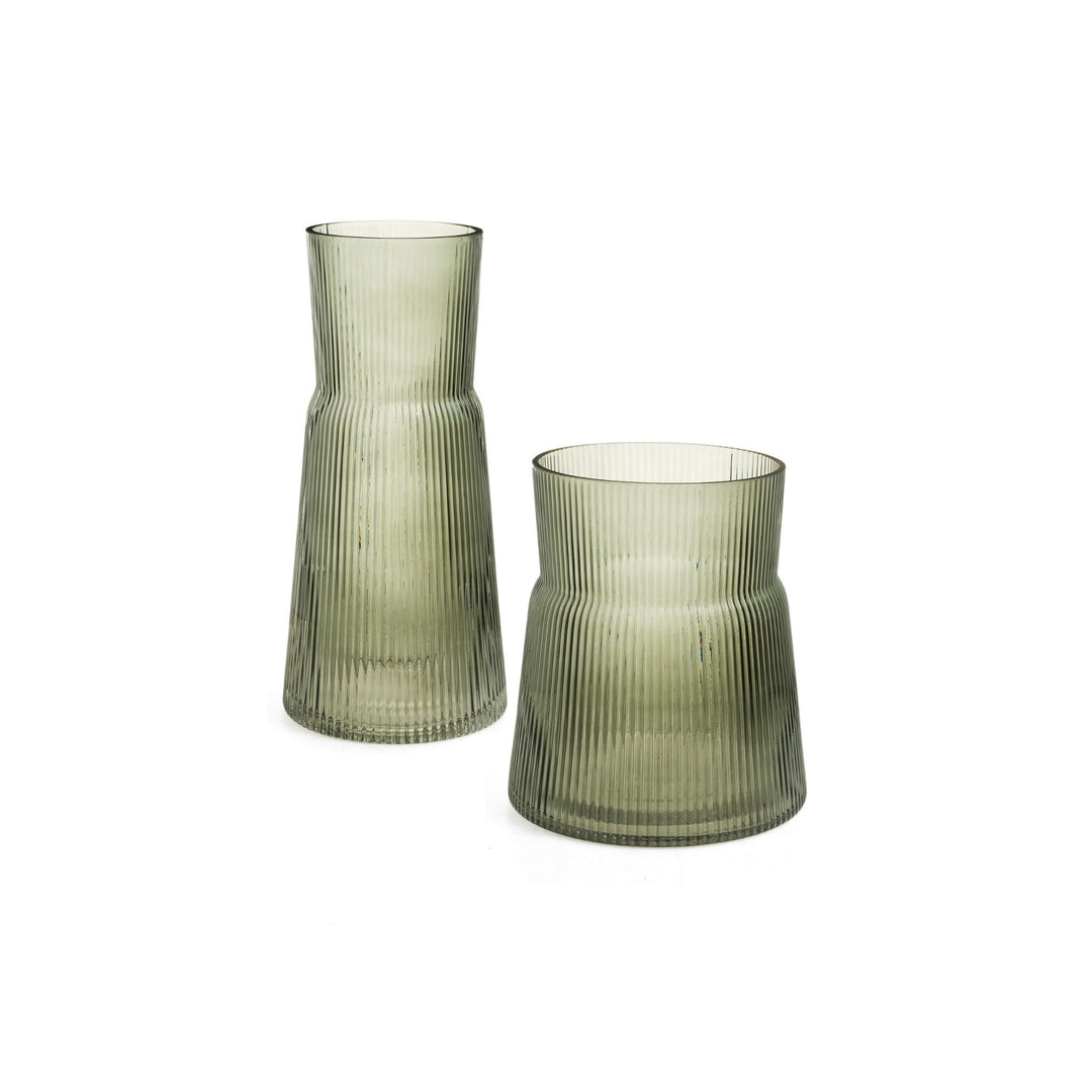 PERKINS RIBBED GLASS VASE, MOSS