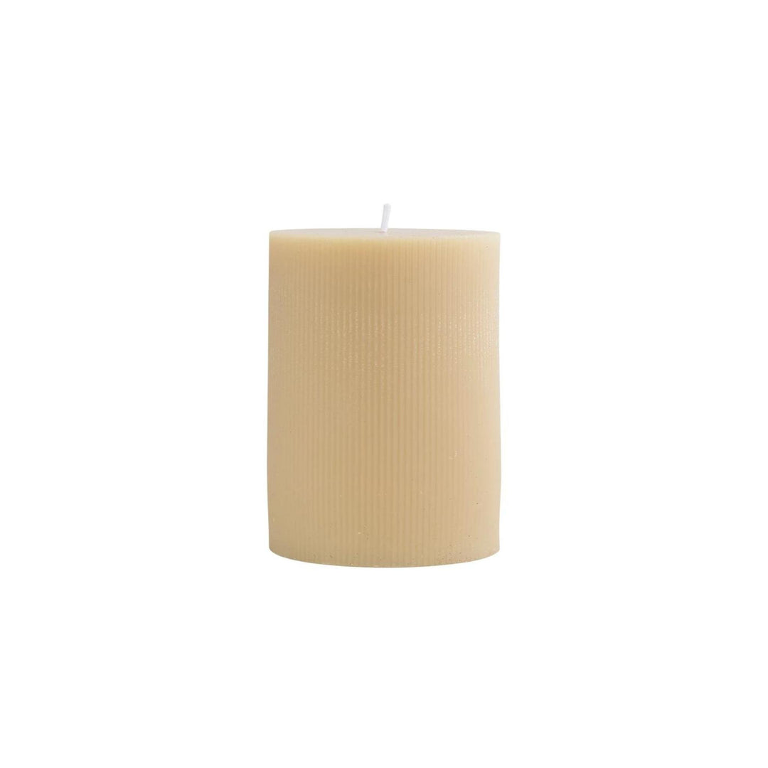 PLEATED PILLAR CANDLE, CREAM, UNSCENTED