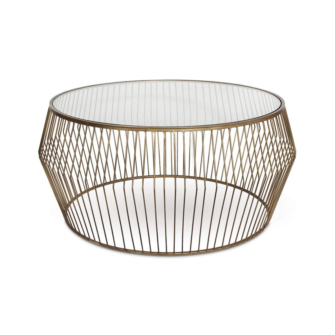 CYCLONE WIRE COFFEE TABLE, GOLD
