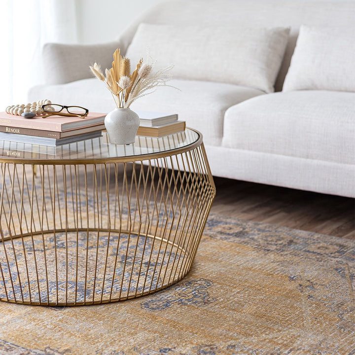 CYCLONE WIRE COFFEE TABLE, GOLD