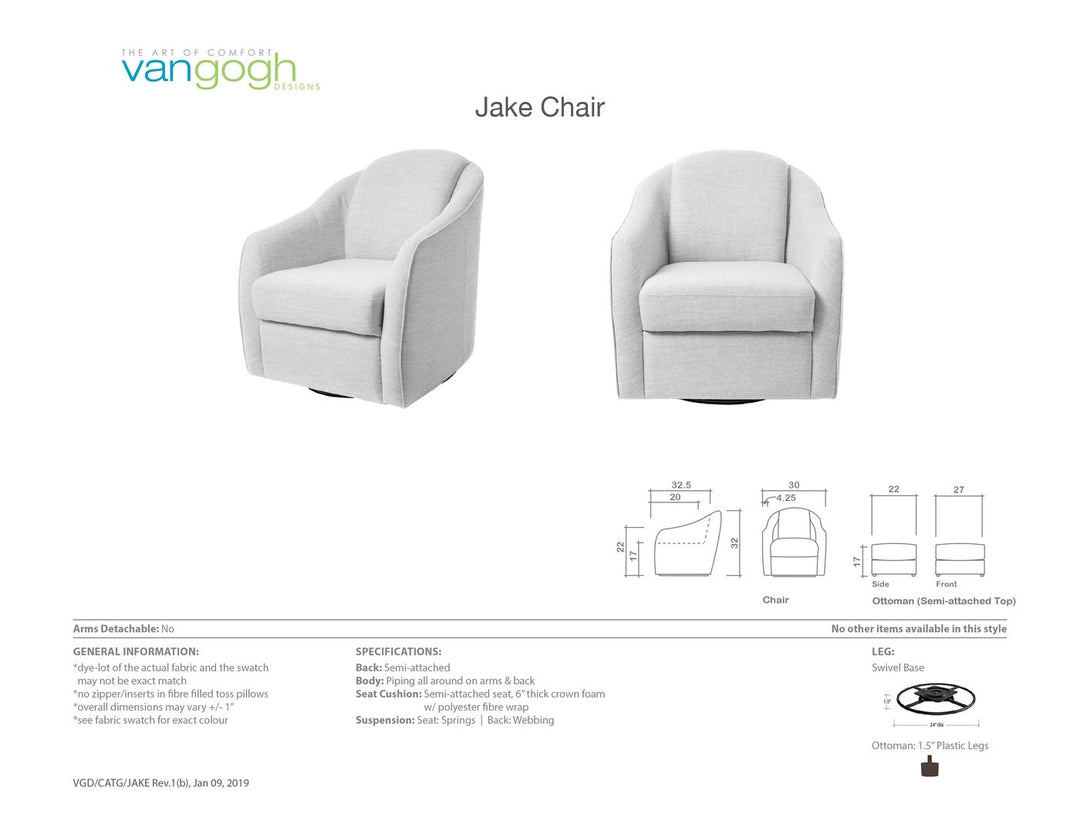 Jake Swivel Chair, Customizable
