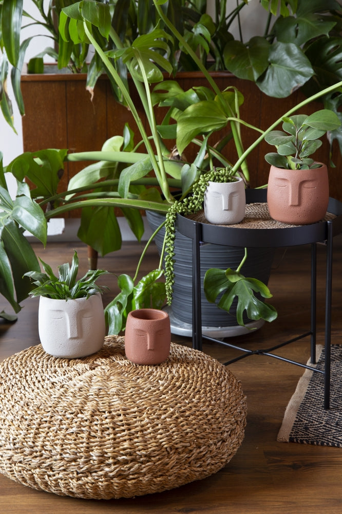 METAL AND BANANA LEAF SIDE TABLE