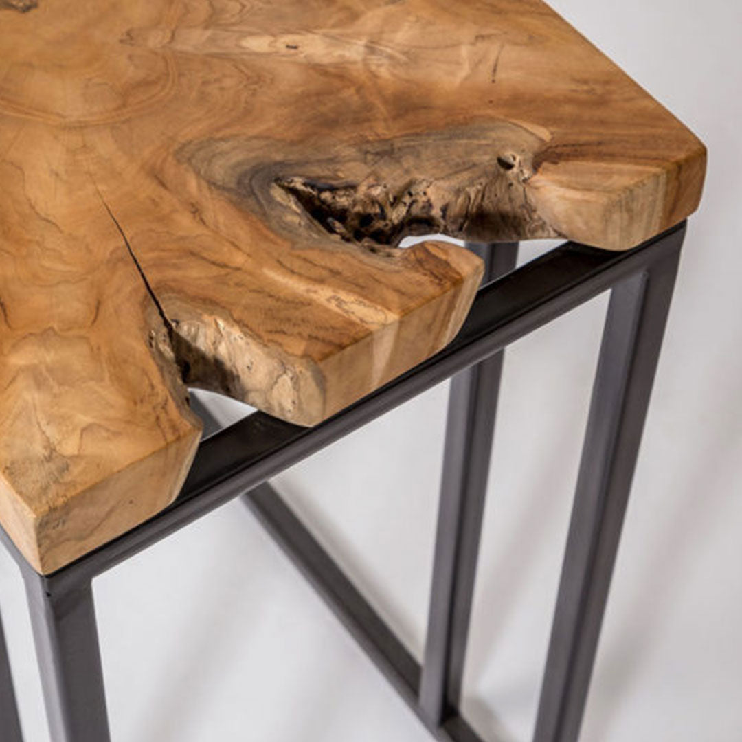Natura C Table, Teak with Metal Base